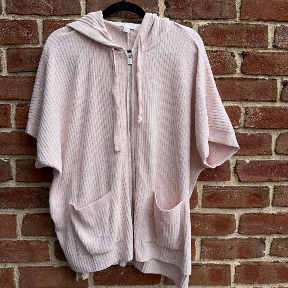 Barefoot Dreams $158 CozyChic Ultra Lite Zip Hoodie pink Gray S/M NEW